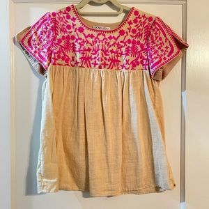 Pink embroidered Mexican top size XS